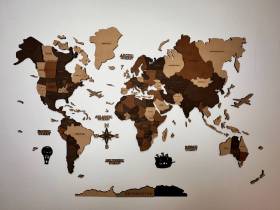 Деревянная карта мира &quot;Три шоколада&quot; 150 х 90