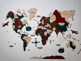 Деревʼяна мапа світу Марсала 300 x 175